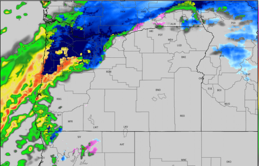 simulated radar Tue snow